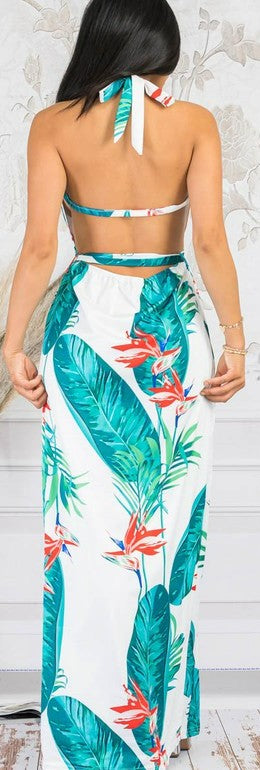 White Tropical Maxi Dress