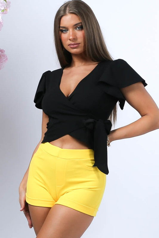 V neck, crop Top