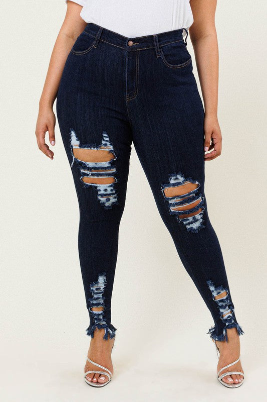 Plus Raw Edges Skinny Jeans