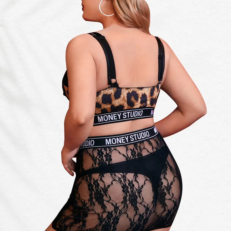 Women Sheer Mesh Letter Sexy Lingerie Plus